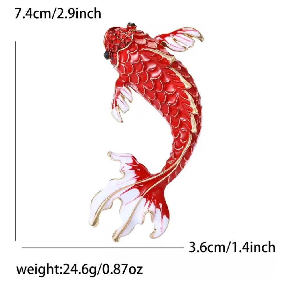 Koi Fish Orange Gold Enamel Brooch – Symbol of Luck & Prosperity